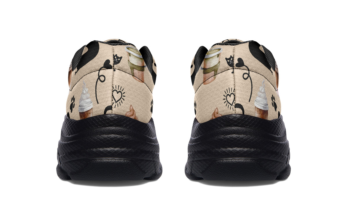 Cozy Coffee Cat Chunky Sneakers