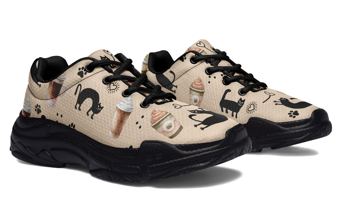 Cozy Coffee Cat Chunky Sneakers