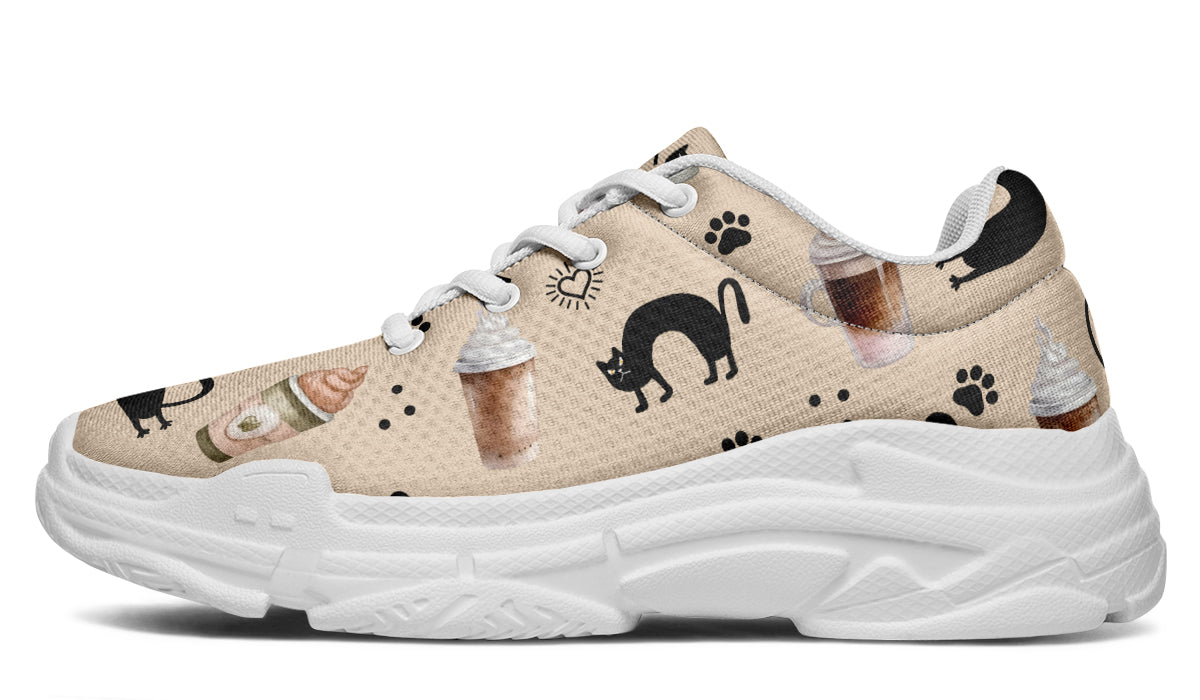 Cozy Coffee Cat Chunky Sneakers