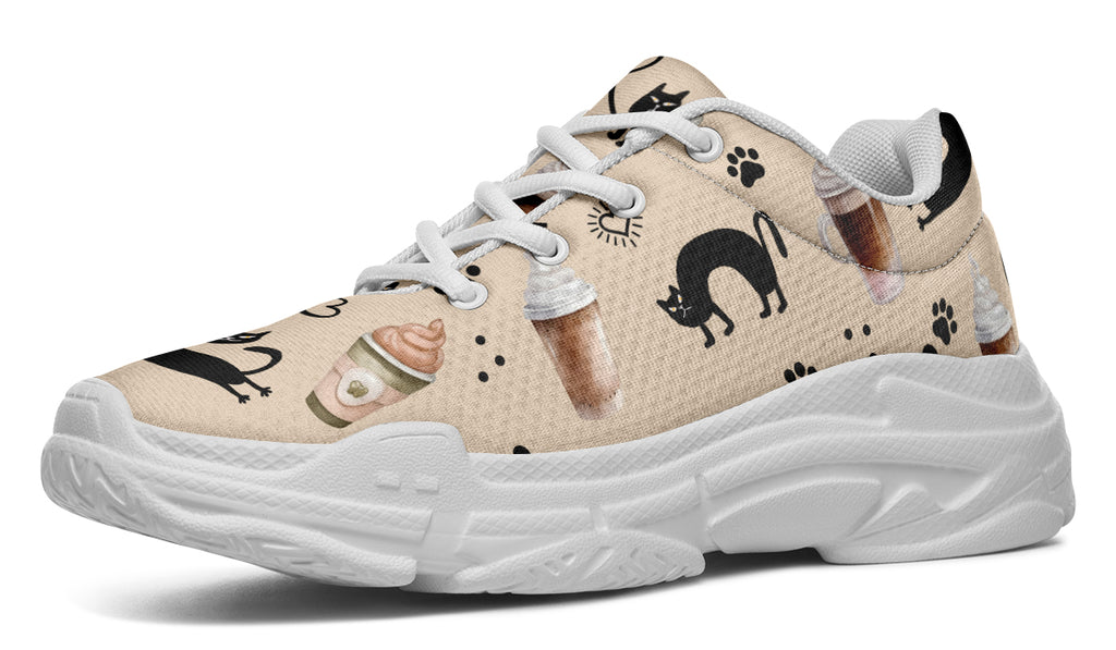 Cozy Coffee Cat Chunky Sneakers