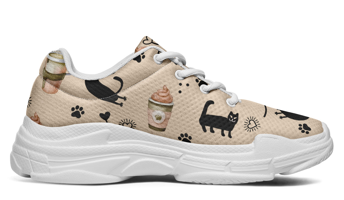 Cozy Coffee Cat Chunky Sneakers