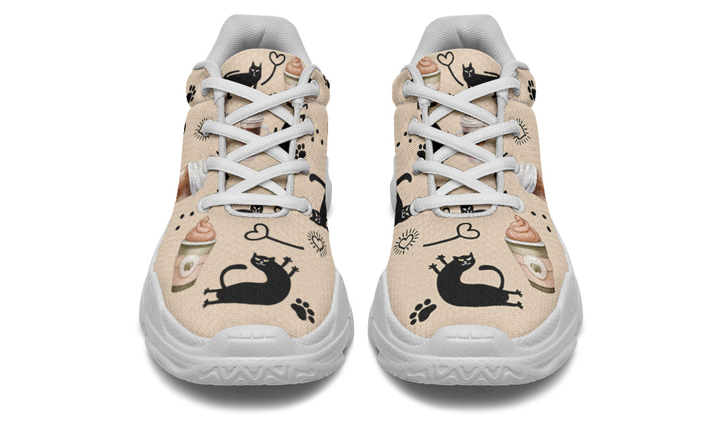 Cozy Coffee Cat Chunky Sneakers