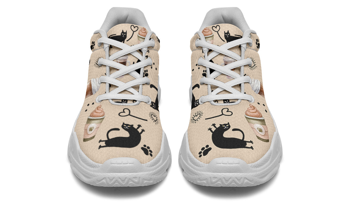 Cozy Coffee Cat Chunky Sneakers