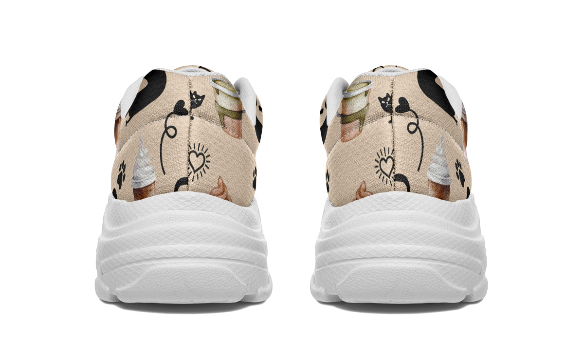 Cozy Coffee Cat Chunky Sneakers