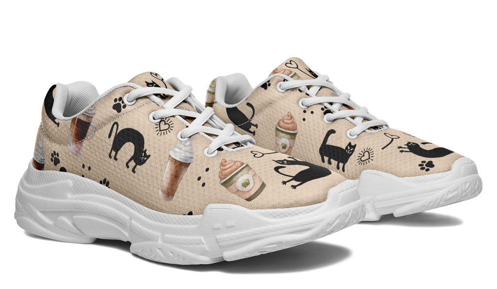 Cozy Coffee Cat Chunky Sneakers