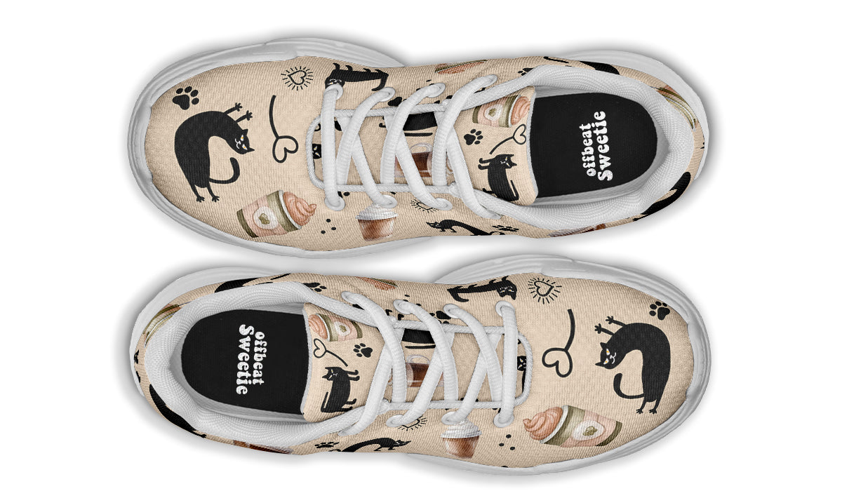 Cozy Coffee Cat Chunky Sneakers