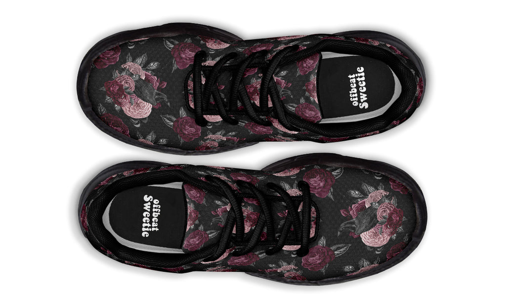 Crows And Roses Chunky Sneakers - Offbeat Sweetie