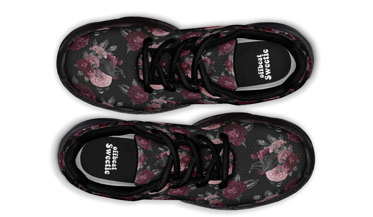Crows And Roses Chunky Sneakers - Offbeat Sweetie