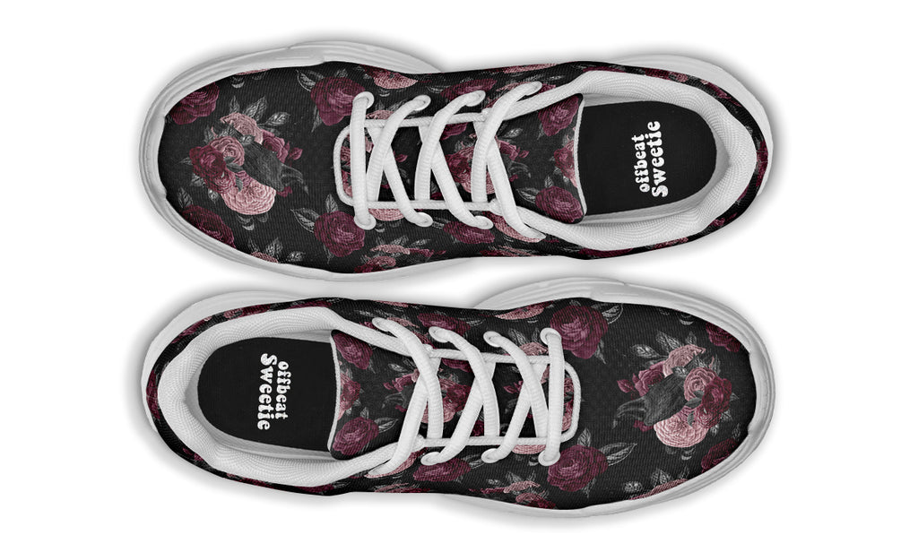 Crows And Roses Chunky Sneakers - Offbeat Sweetie