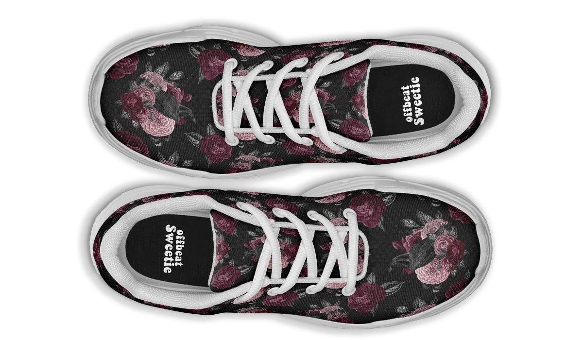 Crows And Roses Chunky Sneakers - Offbeat Sweetie