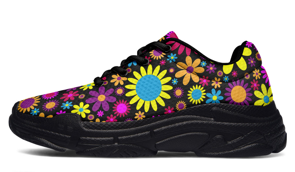 Funky Retro Flowers Chunky Sneakers - Offbeat Sweetie