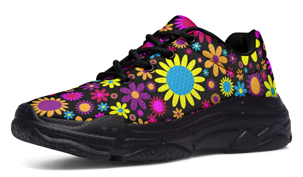Funky Retro Flowers Chunky Sneakers - Offbeat Sweetie
