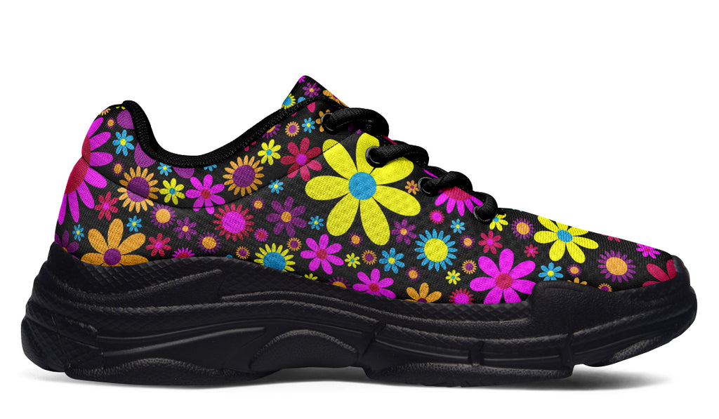 Funky Retro Flowers Chunky Sneakers - Offbeat Sweetie