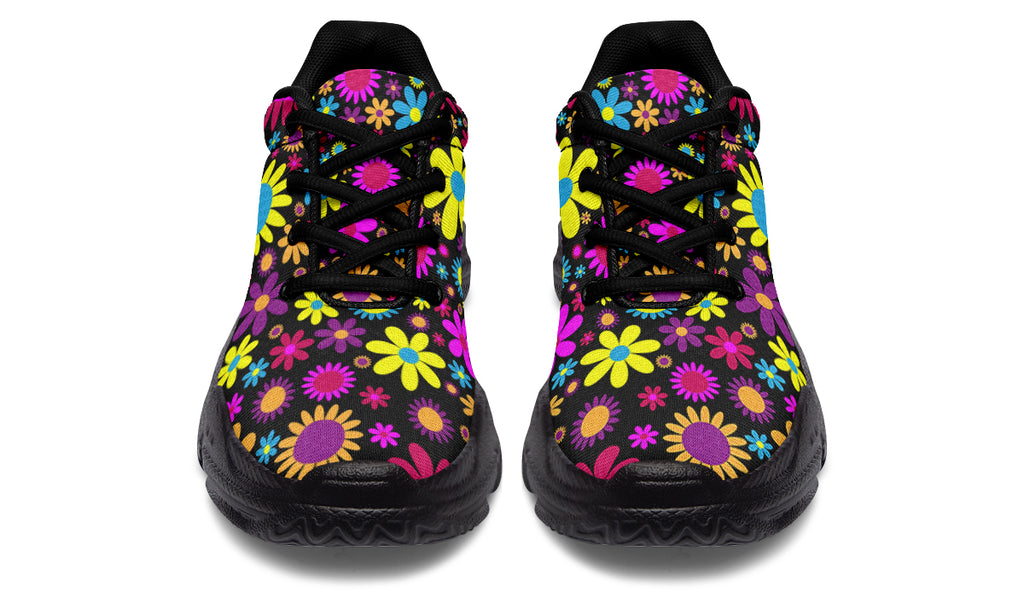 Funky Retro Flowers Chunky Sneakers - Offbeat Sweetie