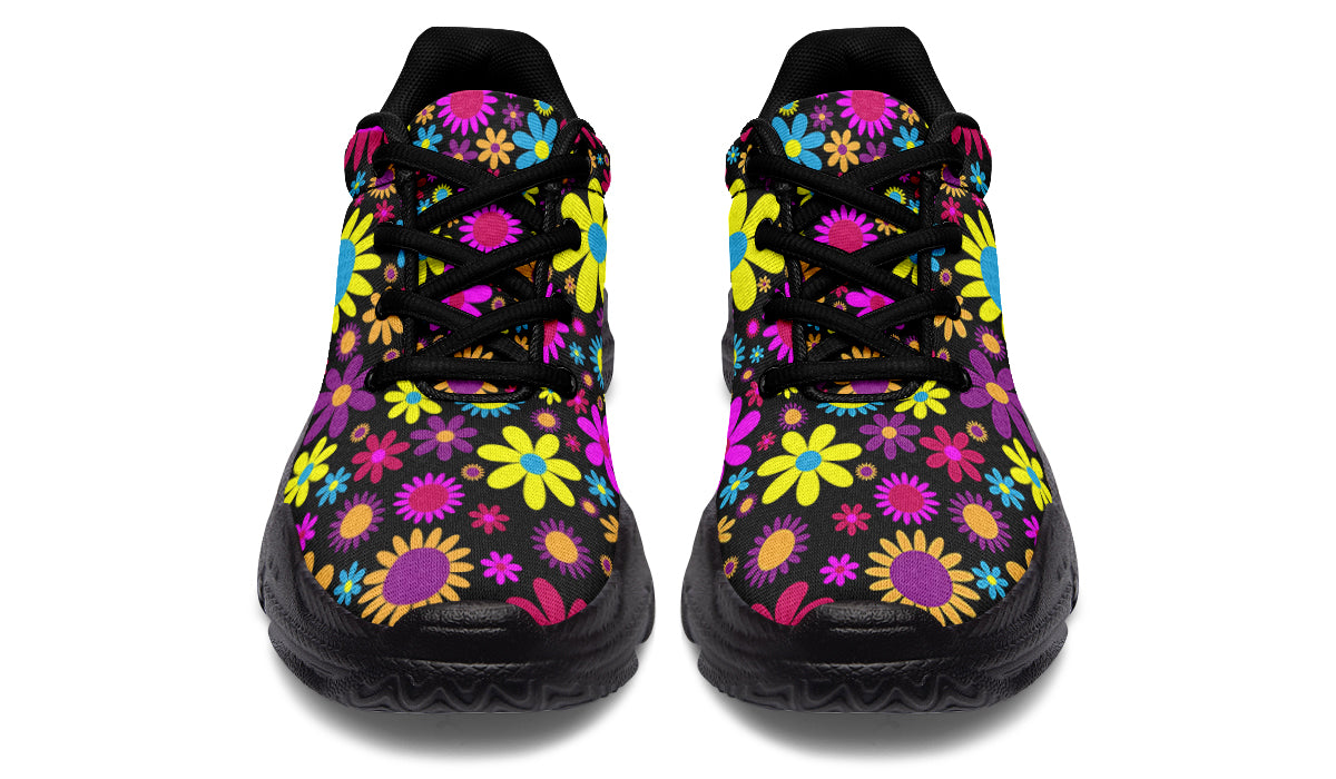 Funky Retro Flowers Chunky Sneakers - Offbeat Sweetie