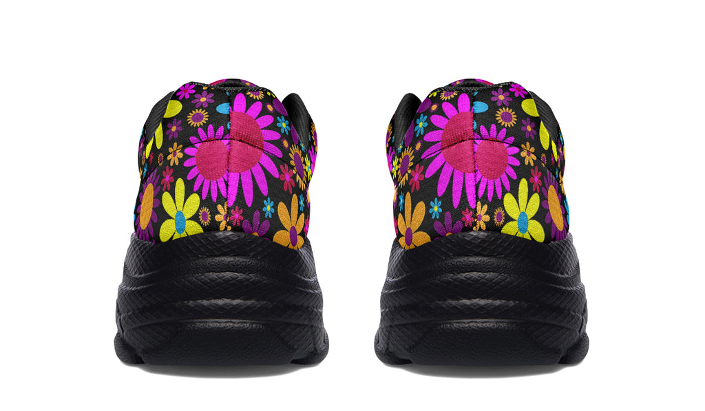 Funky Retro Flowers Chunky Sneakers - Offbeat Sweetie