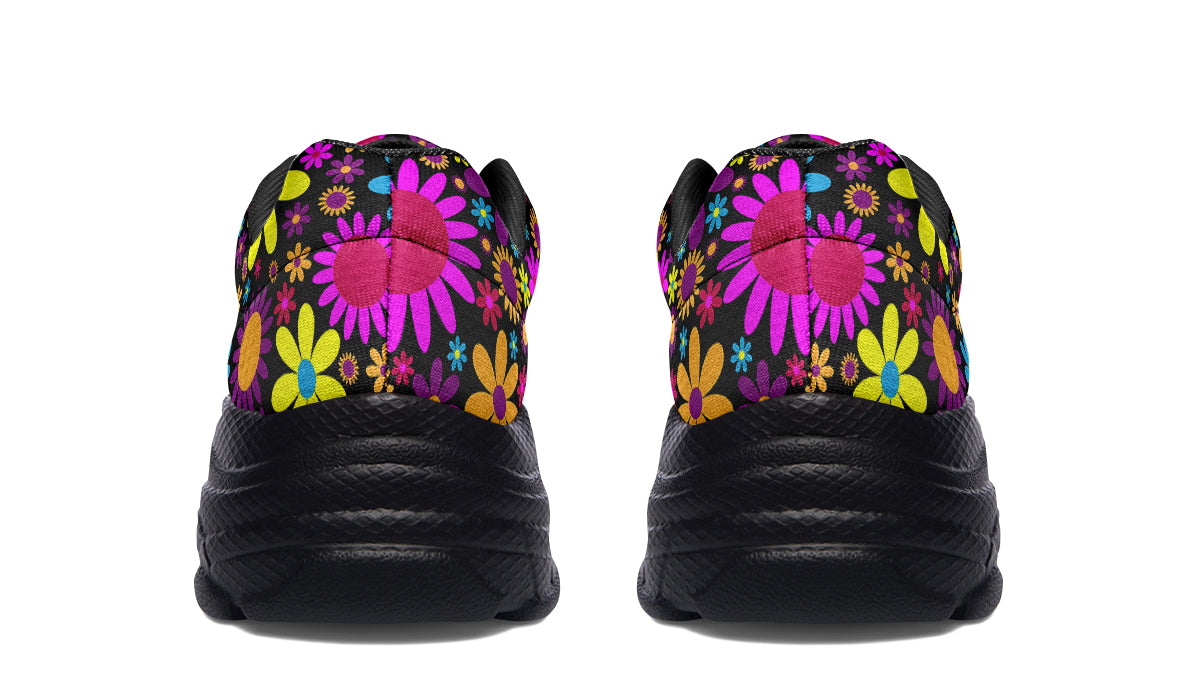 Funky Retro Flowers Chunky Sneakers - Offbeat Sweetie