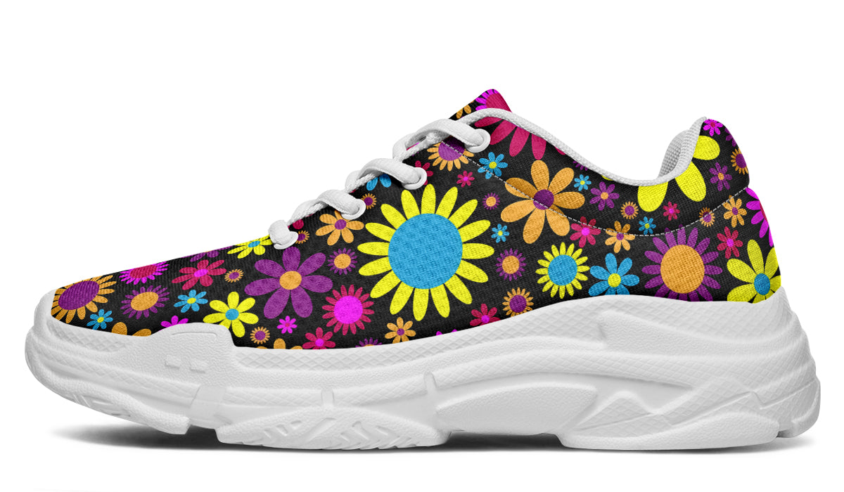 Funky Retro Flowers Chunky Sneakers - Offbeat Sweetie