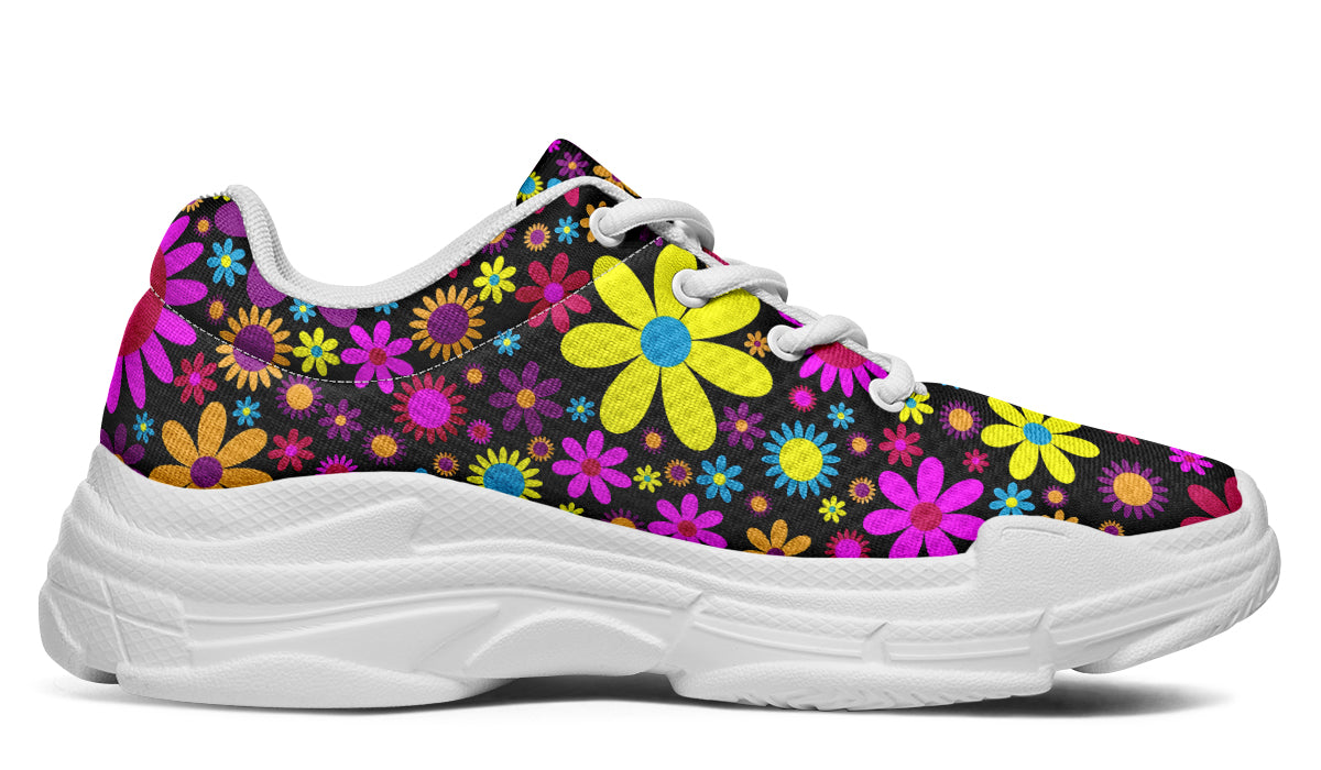 Funky Retro Flowers Chunky Sneakers - Offbeat Sweetie