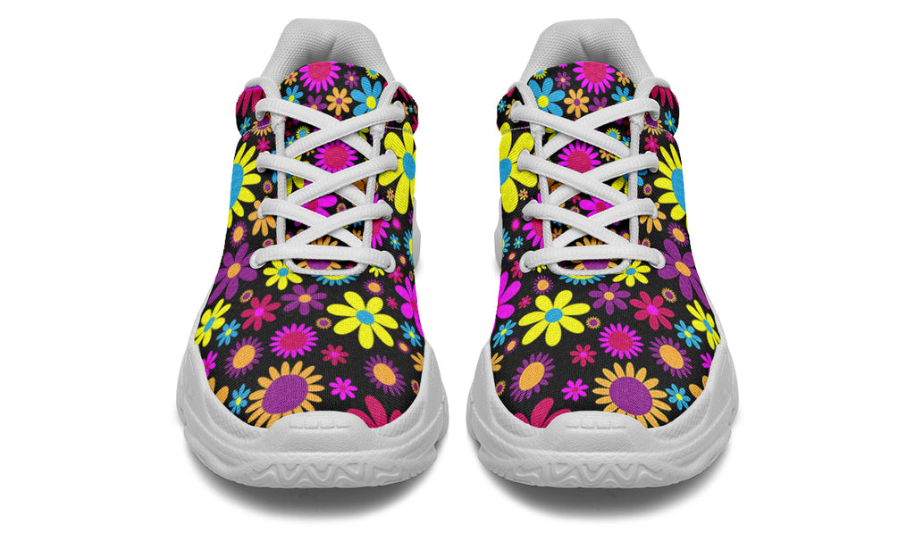 Funky Retro Flowers Chunky Sneakers - Offbeat Sweetie
