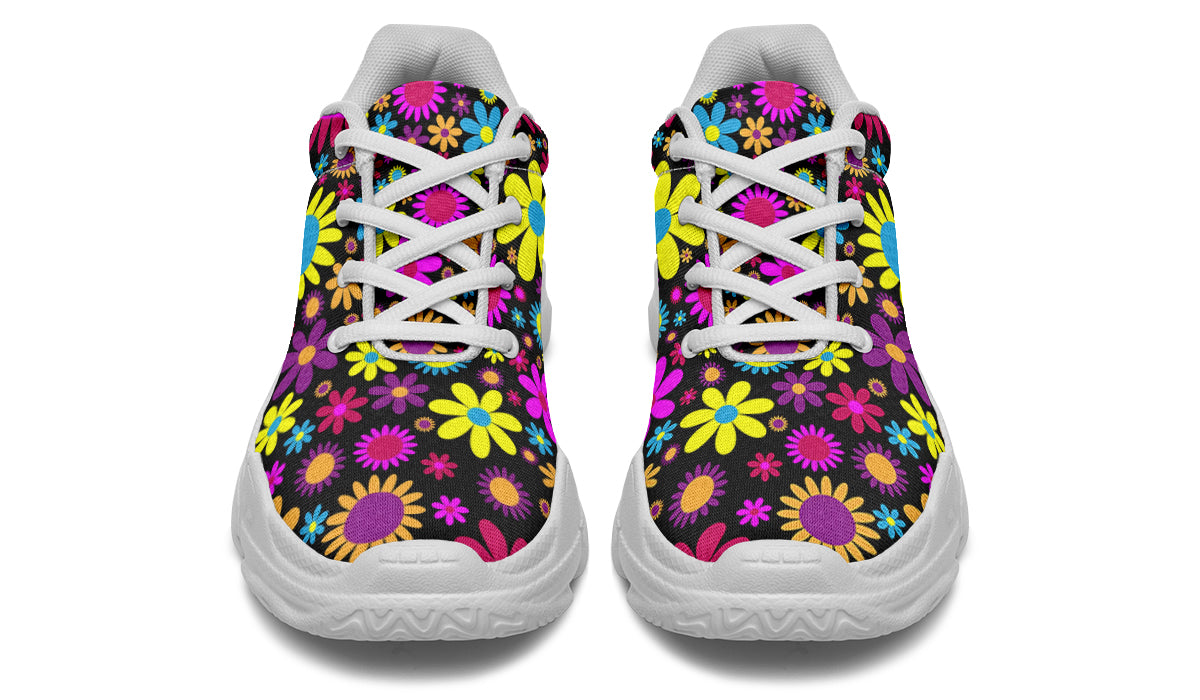 Funky Retro Flowers Chunky Sneakers - Offbeat Sweetie