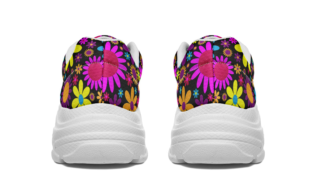 Funky Retro Flowers Chunky Sneakers - Offbeat Sweetie