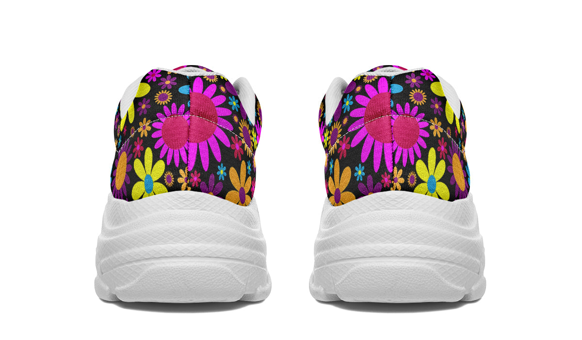 Funky Retro Flowers Chunky Sneakers - Offbeat Sweetie