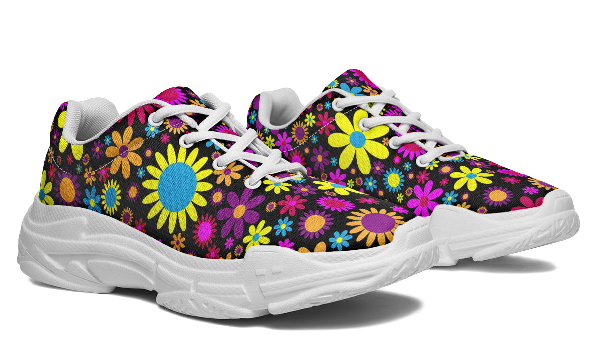 Funky Retro Flowers Chunky Sneakers – Offbeat Sweetie