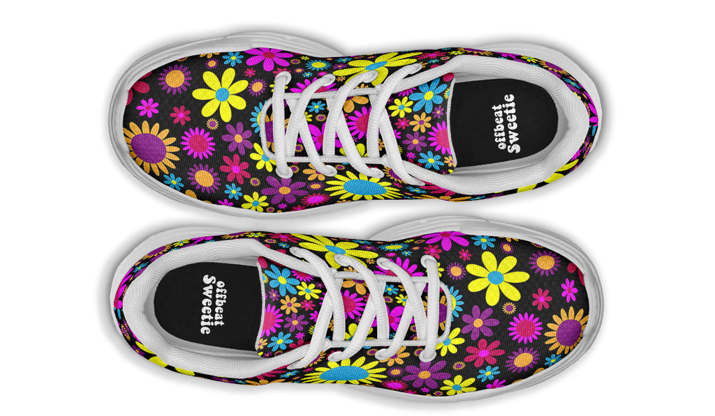 Funky Retro Flowers Chunky Sneakers - Offbeat Sweetie