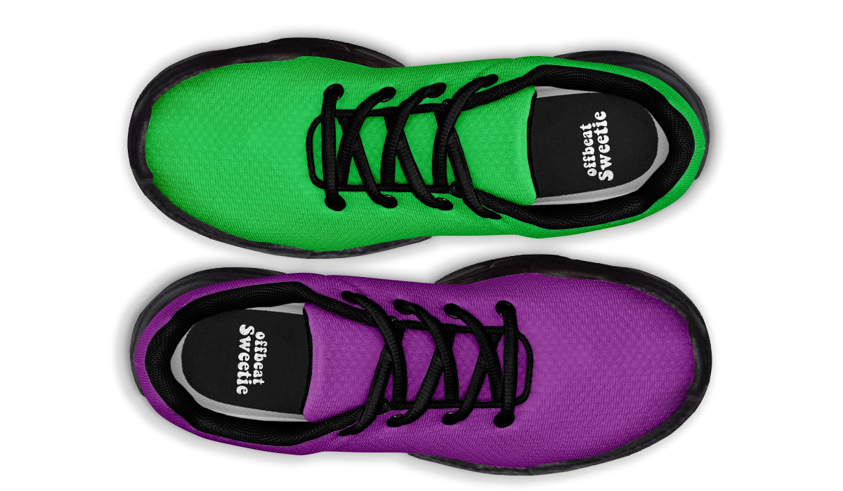 Green And Purple Mismatch Chunky Sneakers - Offbeat Sweetie