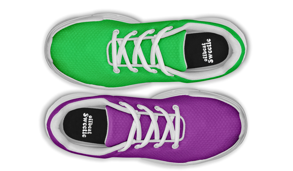 Green And Purple Mismatch Chunky Sneakers - Offbeat Sweetie