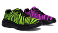 Green and Fuchsia Mismatched Neon Zebra Chunky Sneakers