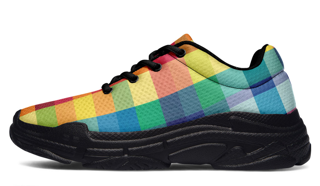 Happy Rainbow Plaid Chunky Sneakers