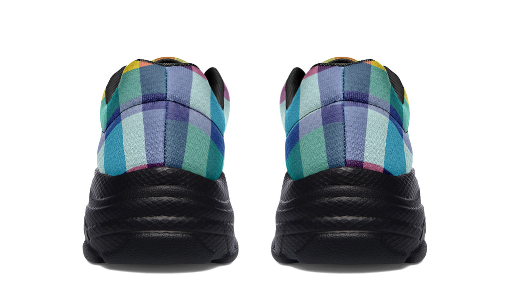 Happy Rainbow Plaid Chunky Sneakers