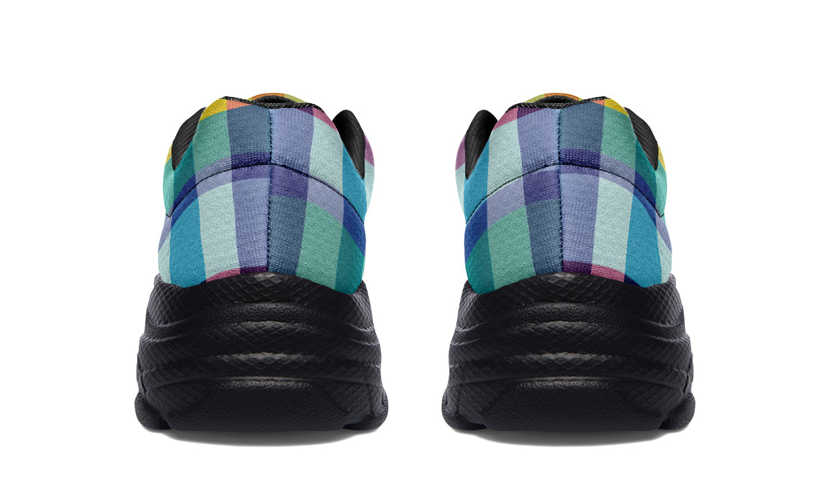 Happy Rainbow Plaid Chunky Sneakers