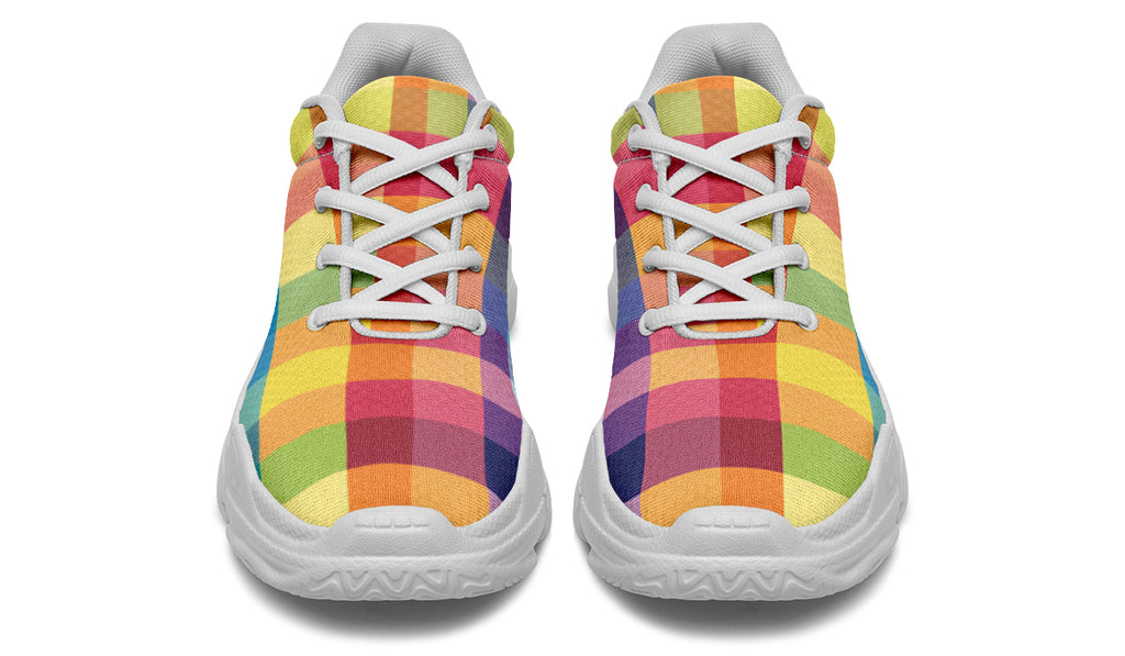 Happy Rainbow Plaid Chunky Sneakers