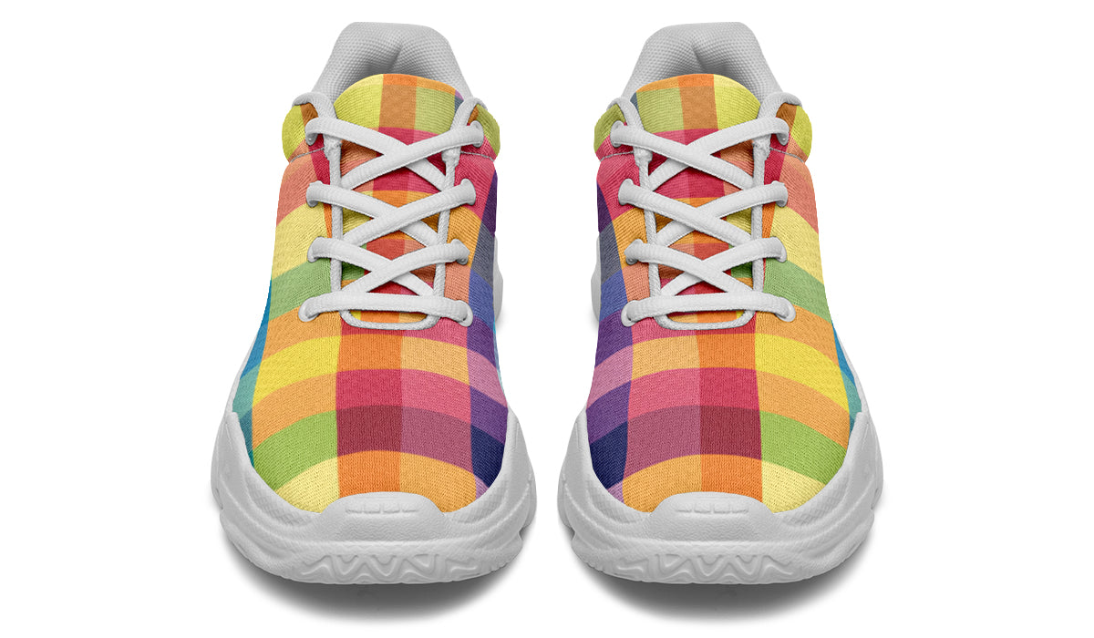 Happy Rainbow Plaid Chunky Sneakers