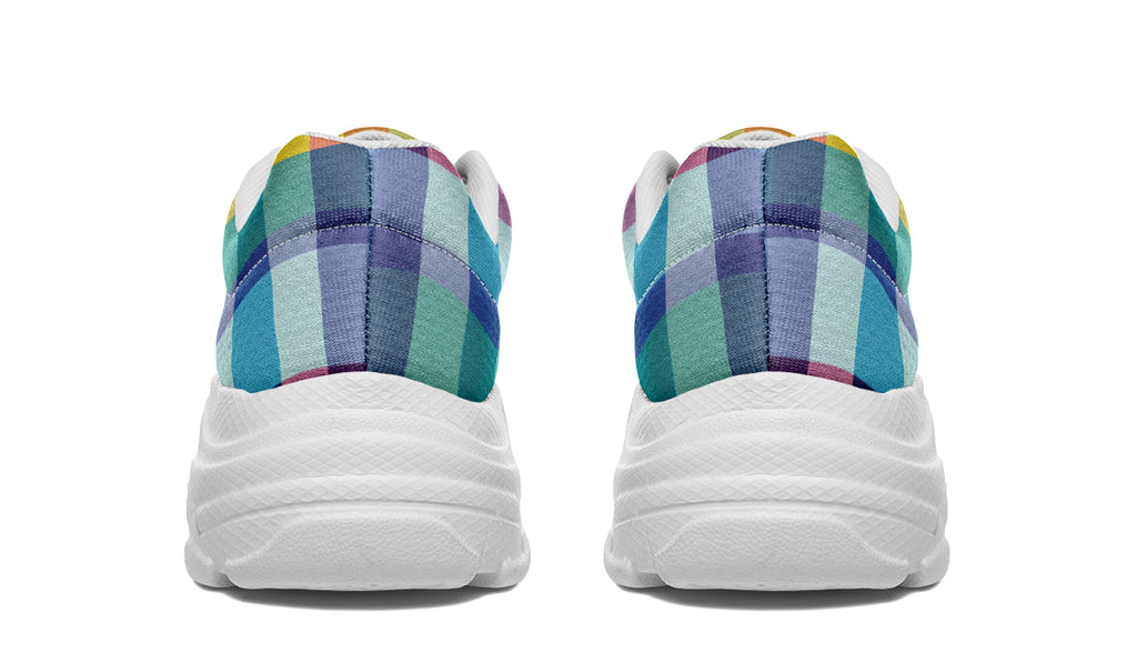 Happy Rainbow Plaid Chunky Sneakers
