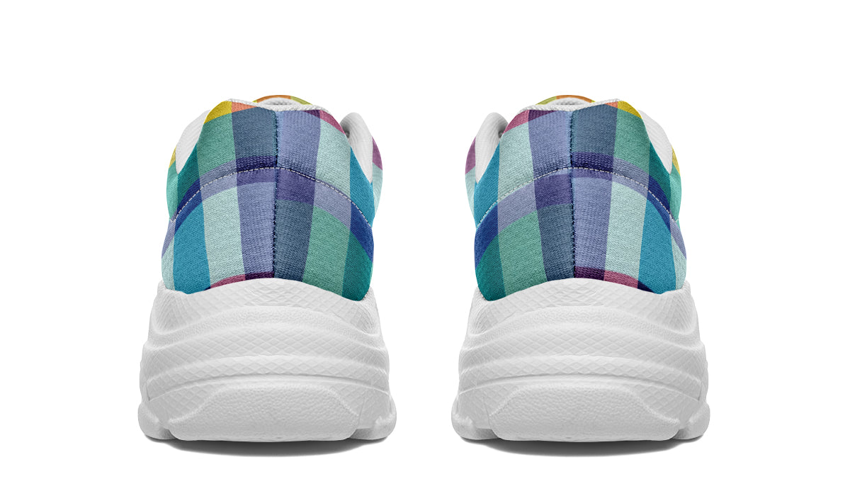 Happy Rainbow Plaid Chunky Sneakers