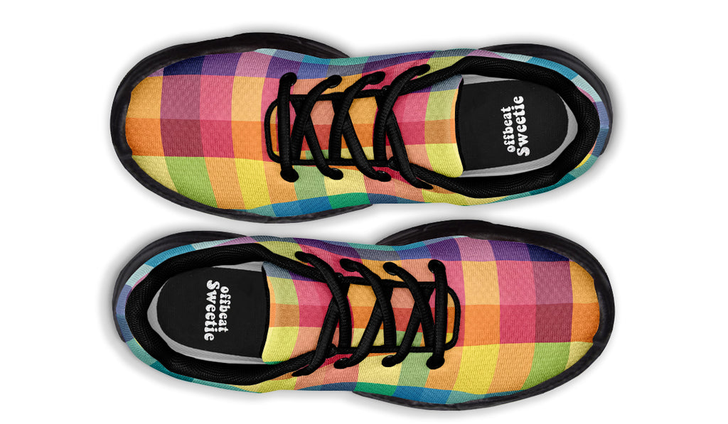 Happy Rainbow Plaid Chunky Sneakers