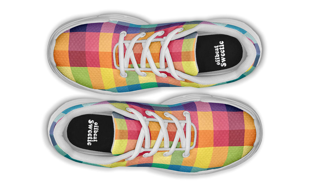 Happy Rainbow Plaid Chunky Sneakers