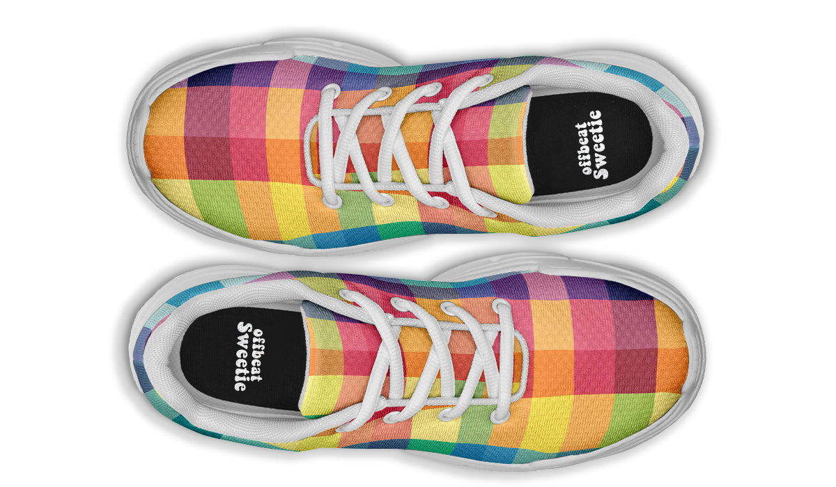 Happy Rainbow Plaid Chunky Sneakers