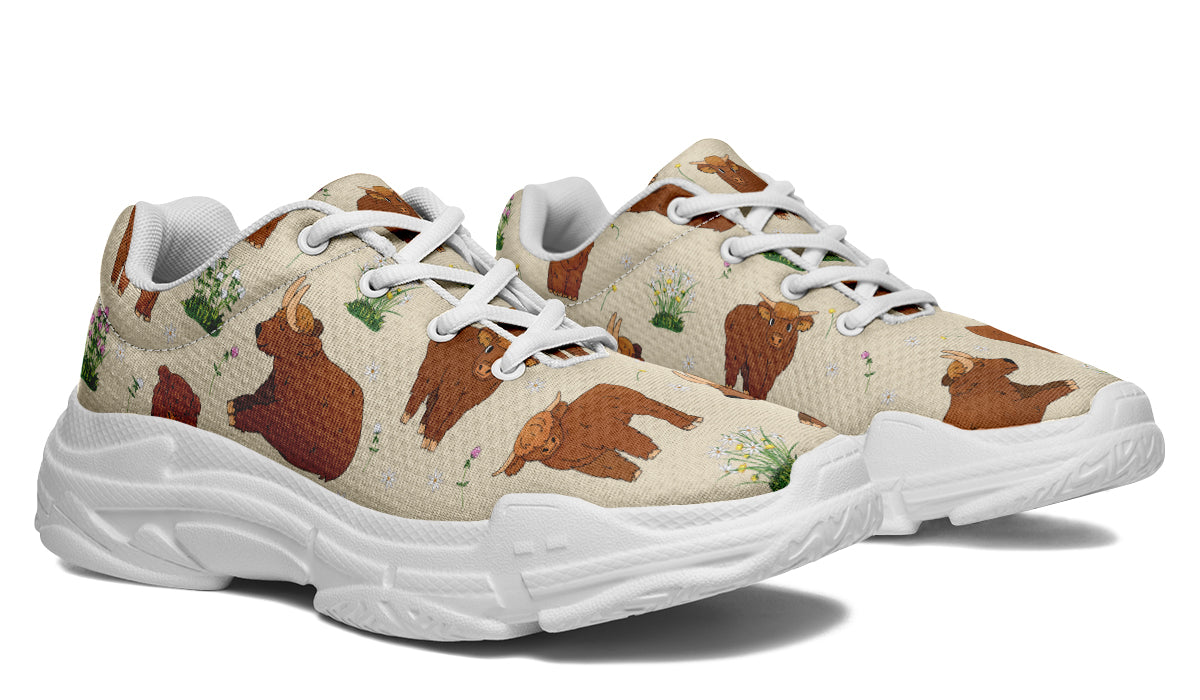 Highland Cows Chunky Sneakers