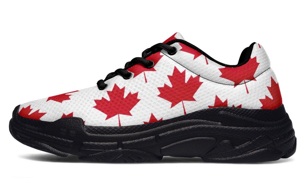 Maple Leaves White Chunky Sneakers - Offbeat Sweetie