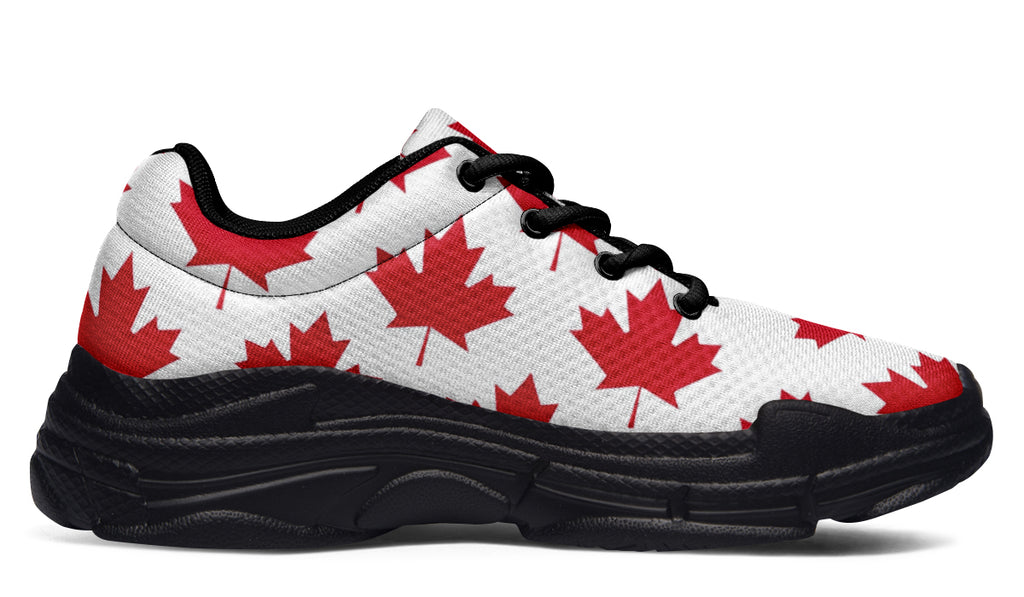 Maple Leaves White Chunky Sneakers - Offbeat Sweetie