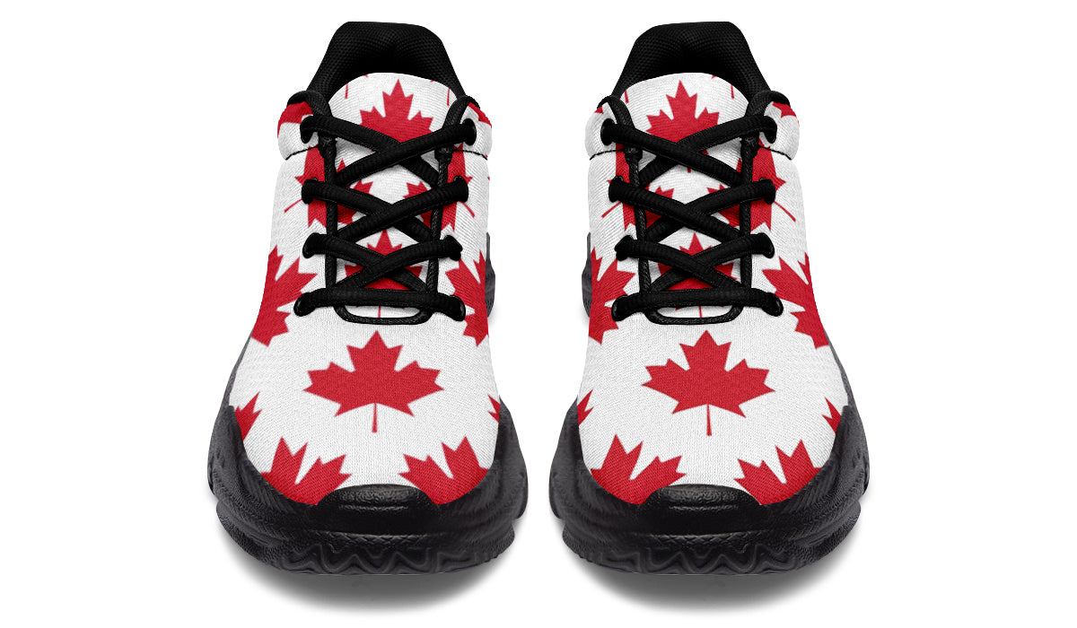 Maple Leaves White Chunky Sneakers - Offbeat Sweetie