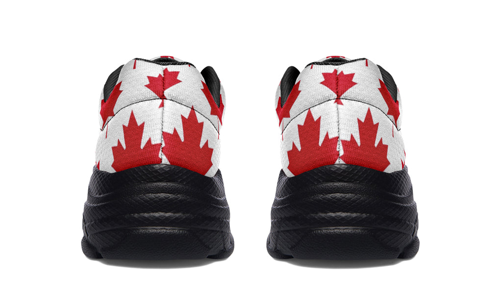 Maple Leaves White Chunky Sneakers - Offbeat Sweetie