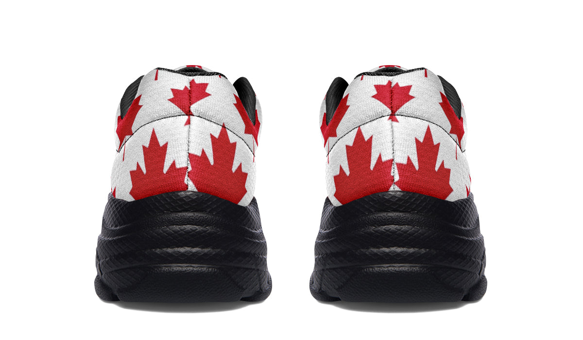 Maple Leaves White Chunky Sneakers - Offbeat Sweetie