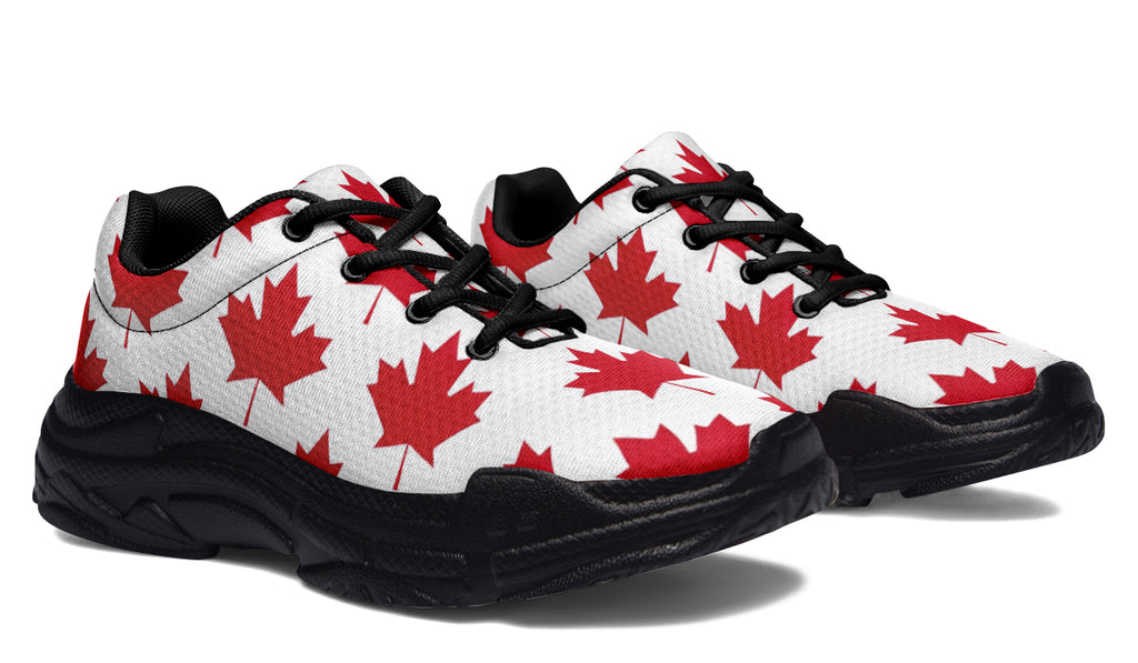 Maple Leaves White Chunky Sneakers - Offbeat Sweetie