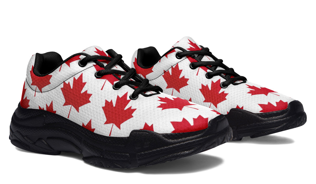 Maple Leaves White Chunky Sneakers - Offbeat Sweetie